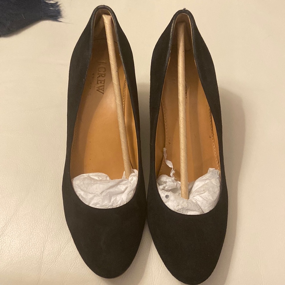 J. Crew black suede wedge heel